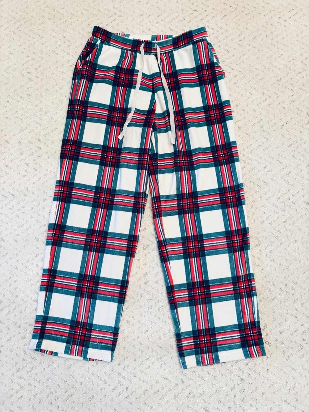 Rachel Zoe Soft Warm Fleece Plaid Lounge Pants Size M Relaxed Fit Pockets